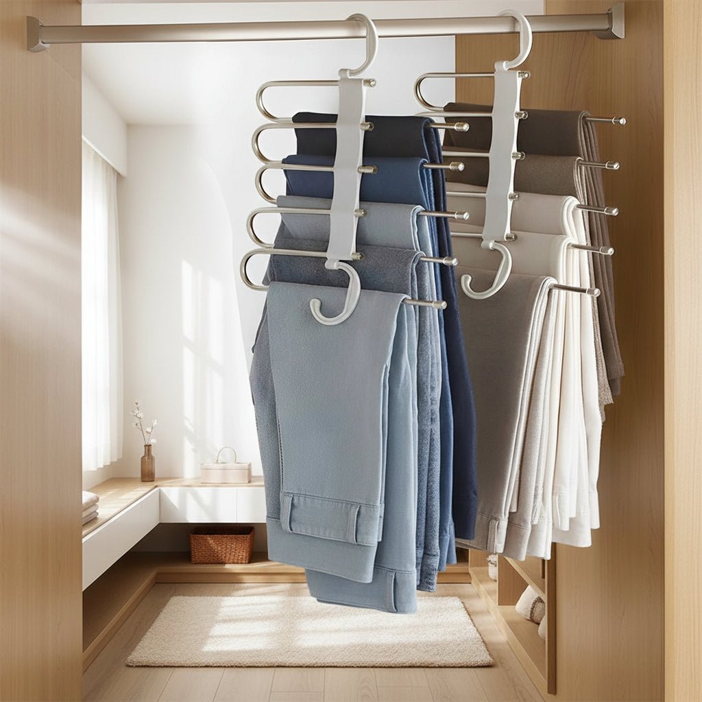 Cabide Organizador 5 em 1 em Aço Inox — Mais Espaço e Organização para Seu Guarda - Roupa - LK House