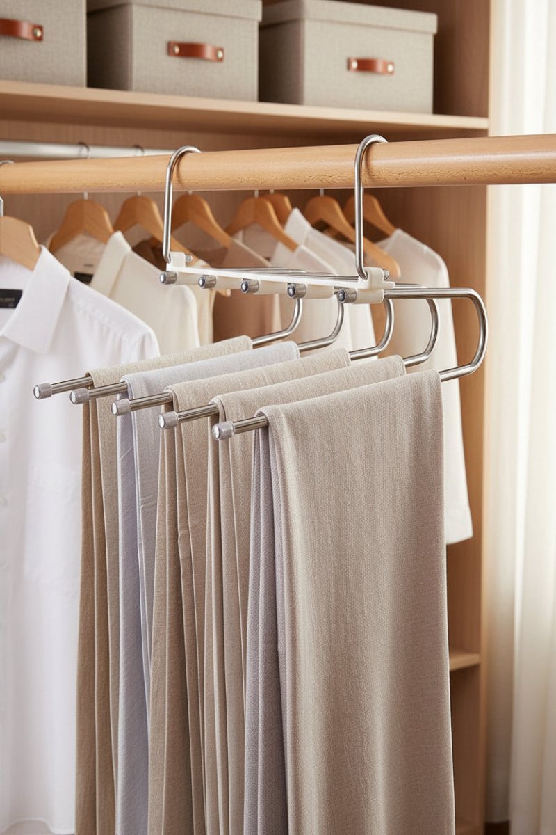 Cabide Organizador 5 em 1 em Aço Inox — Mais Espaço e Organização para Seu Guarda - Roupa - LK House