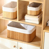 Cestos Organizadores de Bambu com Forro – Kit 3 Peças para Organização e Decoração - LK House