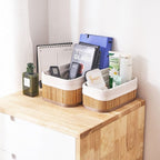 Cestos Organizadores de Bambu com Forro – Kit 3 Peças para Organização e Decoração - LK House
