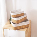 Cestos Organizadores de Bambu com Forro – Kit 3 Peças para Organização e Decoração - LK House