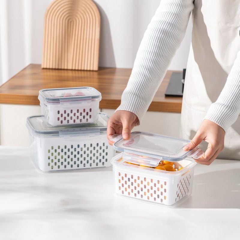 Potes para Geladeira com Tampa – Kit com 3 Organizadores para Mais Frescor e Organização - LK House