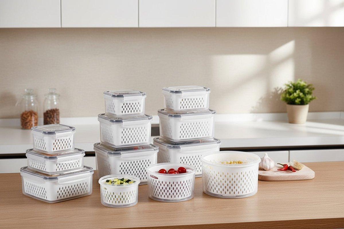 Potes para Geladeira com Tampa – Kit com 3 Organizadores para Mais Frescor e Organização - LK House